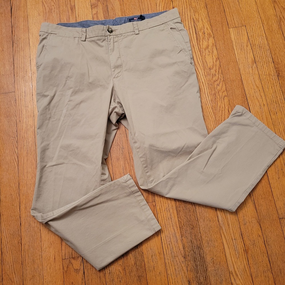 Vineyard Vines Breaker Pant Khaki Tan Stretch Chino Trousers 38x30 Preppy
